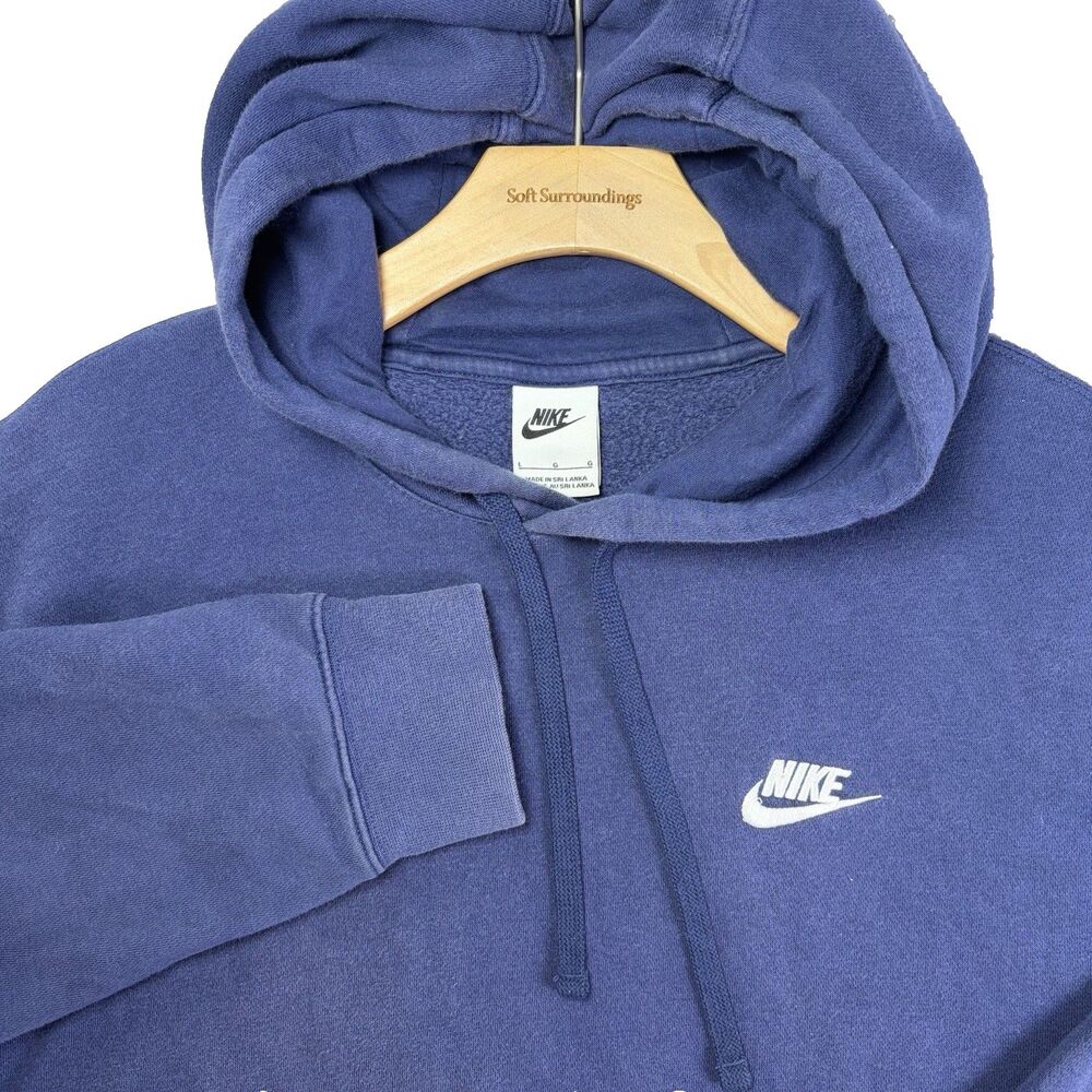 Nike Sportswear Club Fleece Hoodie Mens Large Navy Blue Pullover Activewear Gym